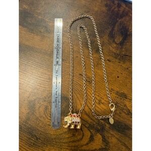 Joan Rivers Gold Tone Elephant Pendant Necklace Rhinestone Faux Pearl 30 Inch